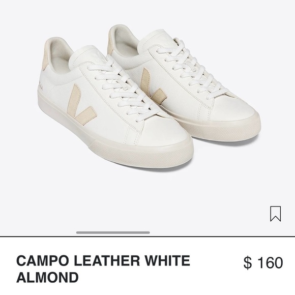VEJA Campo Leather White Almond Sneakers Size 9 NEW - Picture 4 of 13
